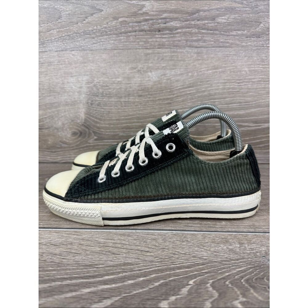 Vtg Converse All-Star Men’s Sz 6/Womens 8 Low Green Corduroy Sneakers Made in US - Picture 3 of 12